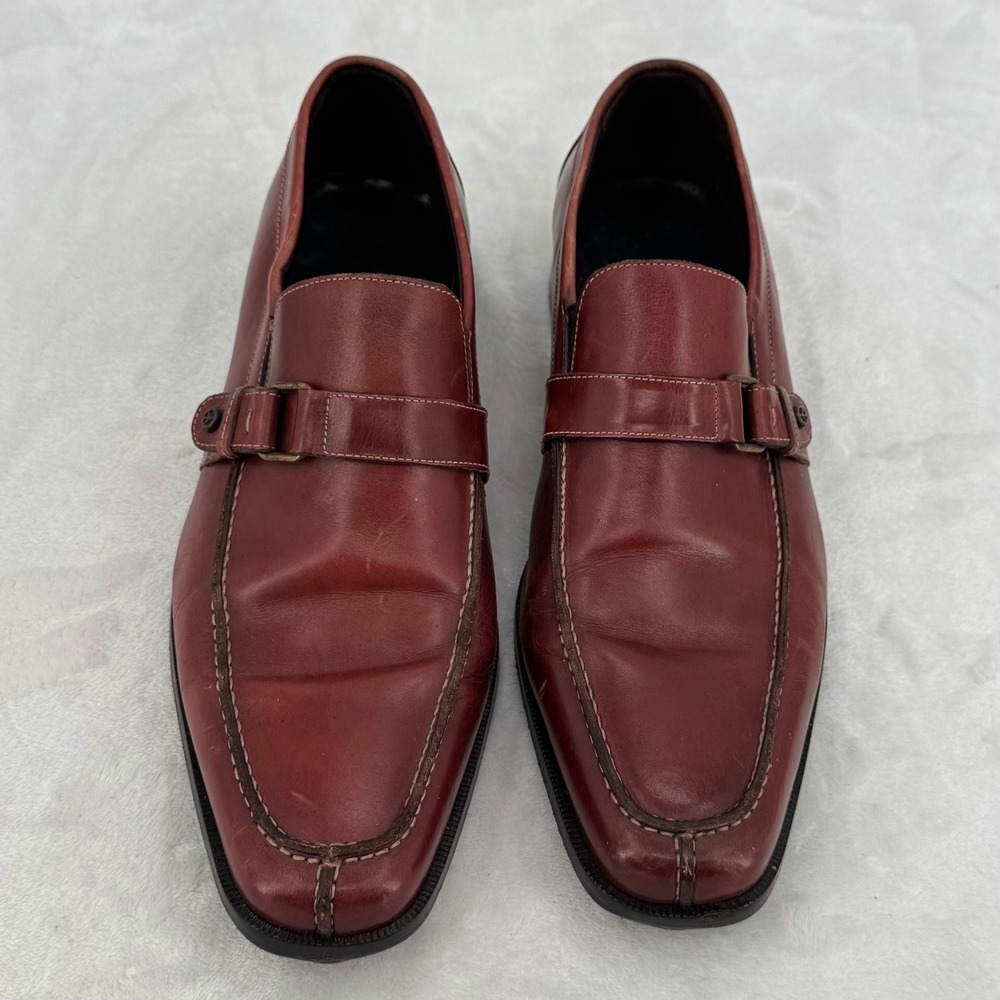 Donald J Pliner Mens 11.5 Brown Leather Monk Strap Loafers RAD Dress Shoes Italy